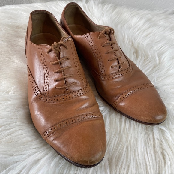 J. Crew Women’s Oxford Lace Up Almond Nutmeg Tan Chestnut Shoes